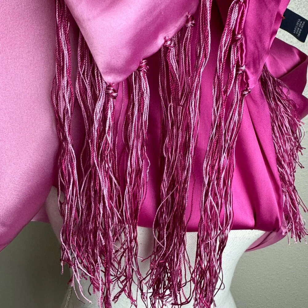 Elegant Pink Large Scarf  100% Silk  Fringe  21